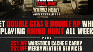 Rhino Hunt Week: Bonus GTA$, RP and Discounts in GTA Online (Feb 26 - Mar 3)