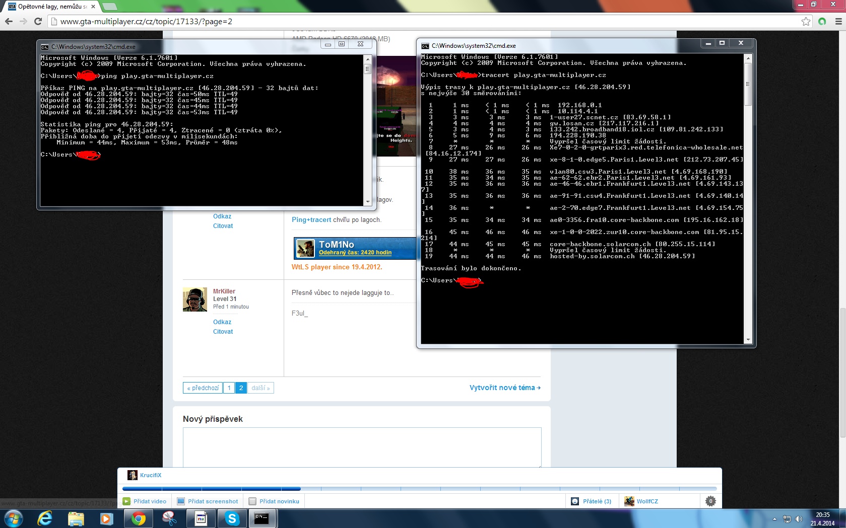 tracert + ping