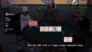 Straight flush in poker (0.00139%)