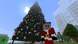 Santa u stromečku ve hře minecraft